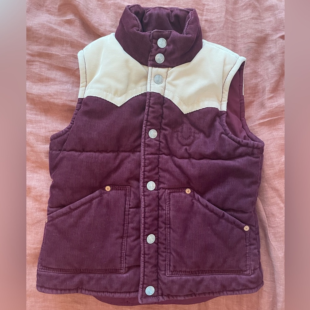 Purple and Cream True Religion Puffer Vest